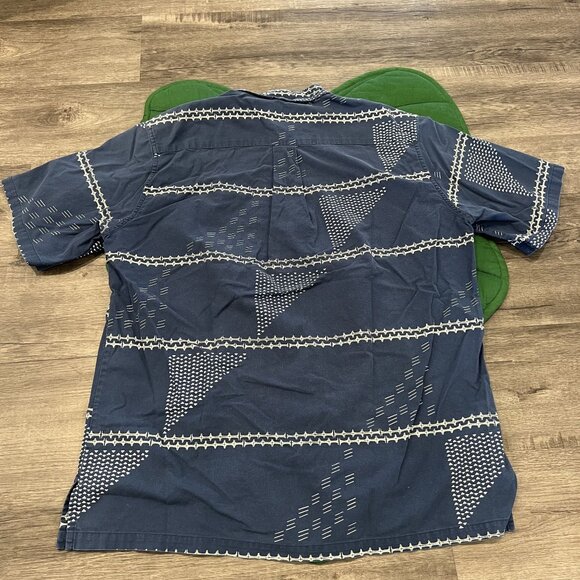 Sig Zane Hawaii Mens Large Blue Printed Short Sleeve Pullover Aloha Shirt - Picture 2 of 7